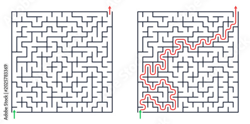 20*20 Maze puzzles with solved path highlighted in red  