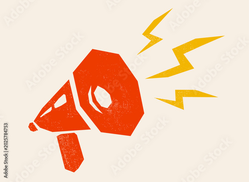 Vector retro icon of vintage megaphones. Vector retro megaphone.