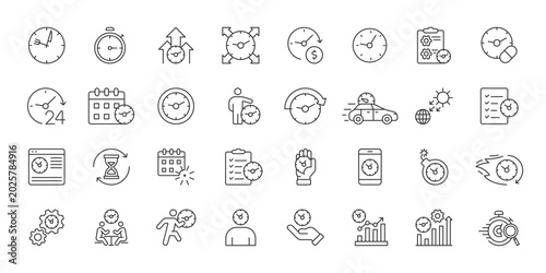 Vászonkép Time icons in line design