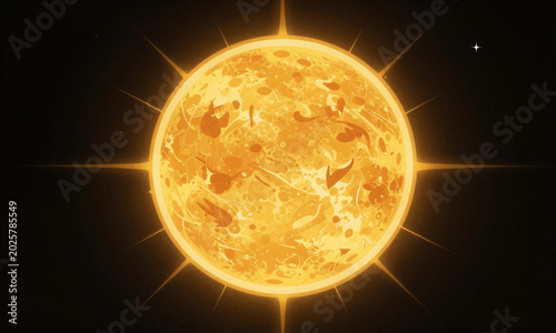 colossal solar disk radiates intense golden light inky black canvas punctuated faint starlight wispy cosmic