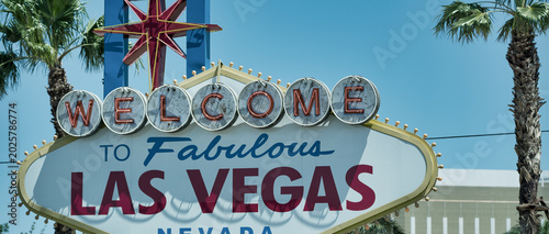 Εκτύπωση καμβά Famous Las Vegas sign on bright sunny day, Nevada