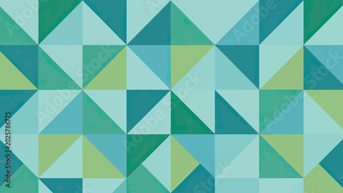 Geometric pattern of interlocking triangles in cool blue and green hues