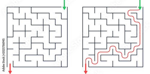 10*10 Square Maze (Game) with Included Solution for Children