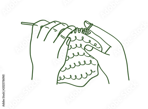 Hand-Drawn Doodle of Hands Knitting with Yarn - Perfect for Craft Blogs