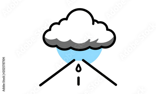 deserted asphalt stretch recedes horizon dark clouds gather single raindrop glistening surface bright blue