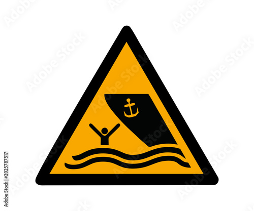 ISO 7010 W058 Warning Boating area sign illustration on transparent background. 