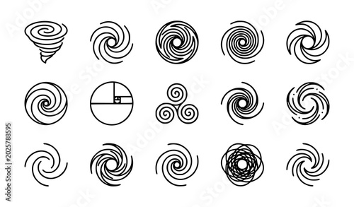 Canvastavla Swirling vortex icon set
