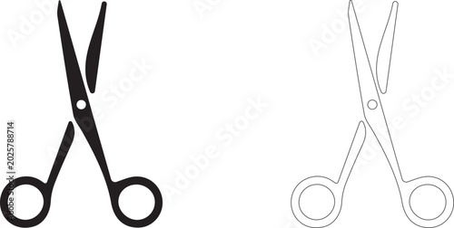 Konstfotografi Scissors icon, symbol of hairdressing tools, haircut, manicure, sewing and handicraft, vector icon in two styles: glyph and outline