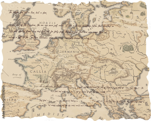 Map Europe Antique Fantasy Cartography