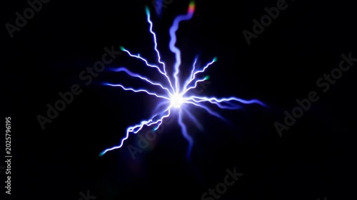 Electric Sparks Moving on Dark Background 4K
