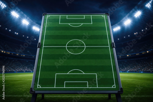 Football Strategy Board in a Lit Stadium - Game Plan