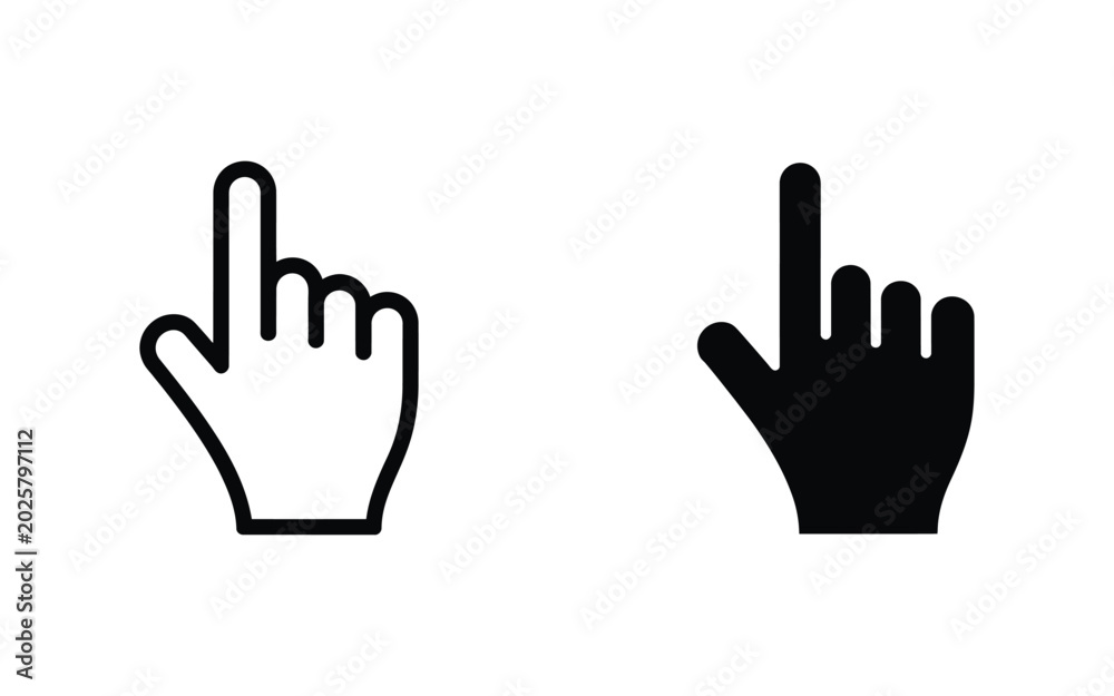 Fototapeta premium Hand icon vector set Gesture illustration Sign collection Representing Touch click point and interaction for ui ux interface and app design concept.