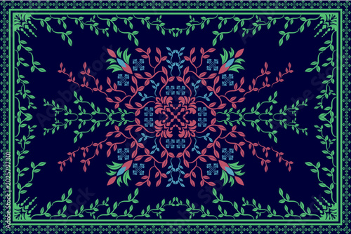 Abstract floral wallpaper featuring intricate circular mandala lace patterns, ideal for textile and decoration purposes.