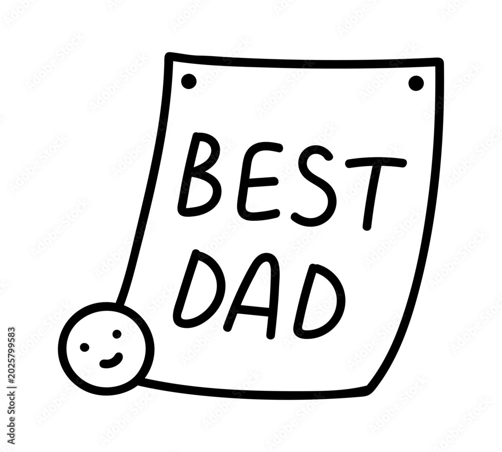 Fototapeta premium Best Dad Note With Smiley Line Art
