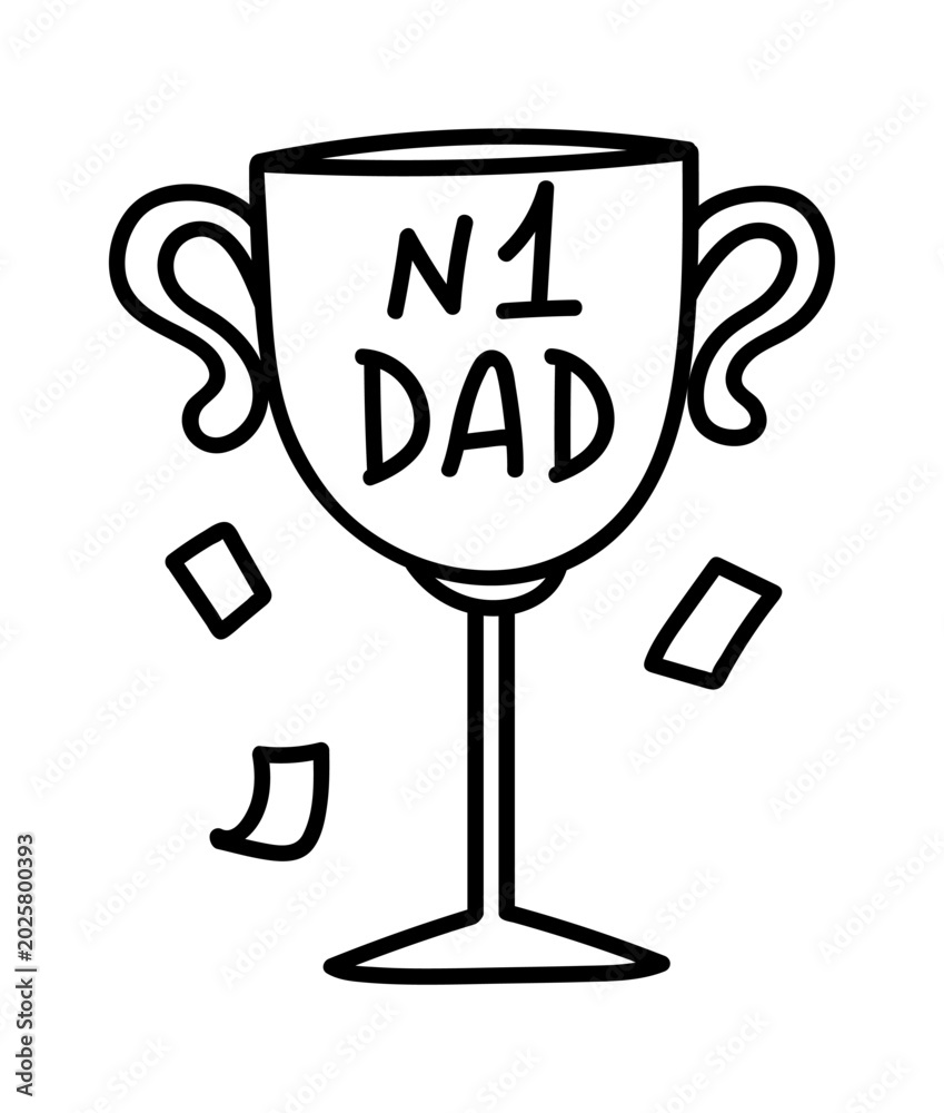 Naklejka premium Trophy Award For Number One Dad Line Art