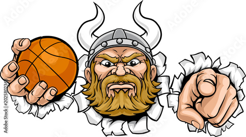 A Viking man holding Basket...