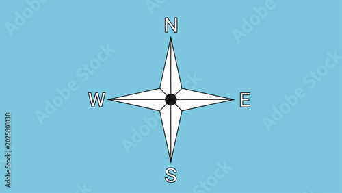 Cuadro en lienzo A graphic representation of a compass rose on a bright blue background