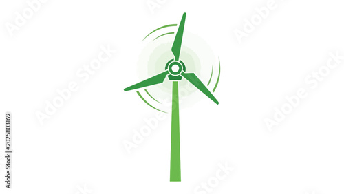 Green wind turbine icon on white background with alternative