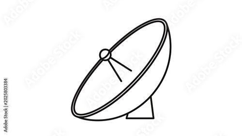 Foto Simple line drawing of a satellite dish on a white background