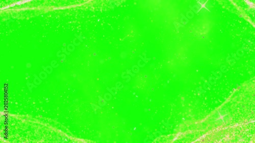 Green screen background with gold sparkles on transparent background