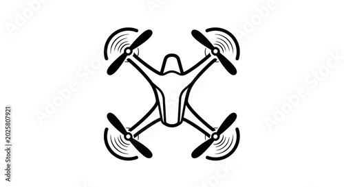Black quadcopter drone icon isolated on white background