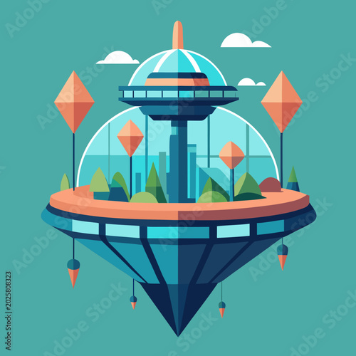 Futuristic Botanical Megastructure Vector Illustration