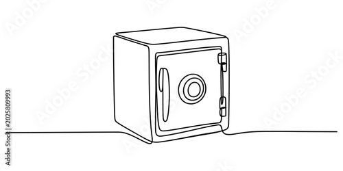 Photos continuous one line drawing Vector safe box, security container, money locker, v