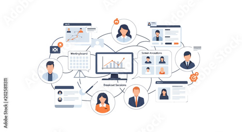 Corporate networking and human resources management illustration.