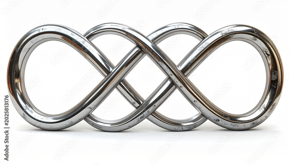 Naklejka premium Metallic infinity symbol on white