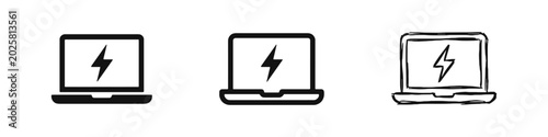 Obraz na plátně Fast computer performance or laptop charging icon set