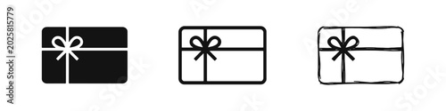 Fotografie Gift Card Icon Set with Ribbon for Shopping and Rewards