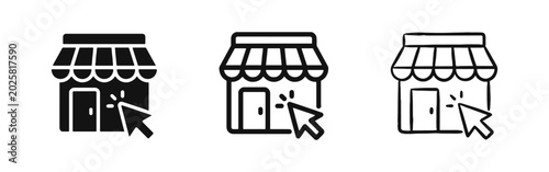 Tableau sur toile Online Shopping Storefront Icon, Click and Collect Symbol, E-commerce Retail Bus
