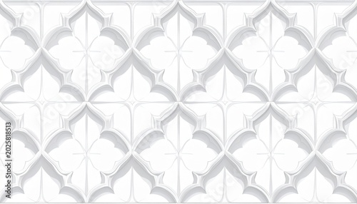 Seamless Indian jaali lattice pattern in white line art on clean background