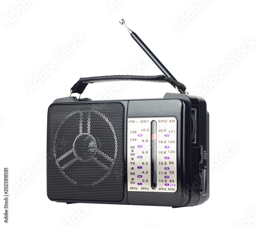 Radio. Portable digital radio receiver, isolated from background.