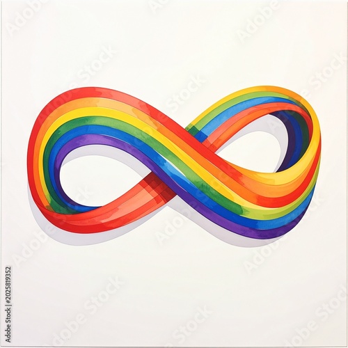 Colorful Infinity Symbol Gradient Abstract Design on White Background