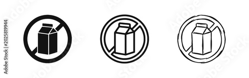 Canvas-taulu No Dairy Milk Free Lactose Allergy Icon Set with Prohibition Sign