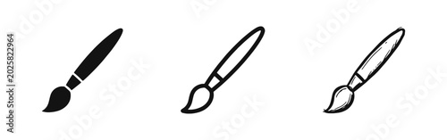 Fotografía Artistic Paintbrush Icon Set for Painting Creative Design and Hobby Tools