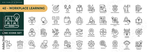 Bild auf Leinwand A collection of Workplace Learning icons set with editable stroke