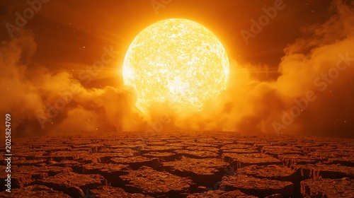 Sol escaldante com raios solares e sensação de calor