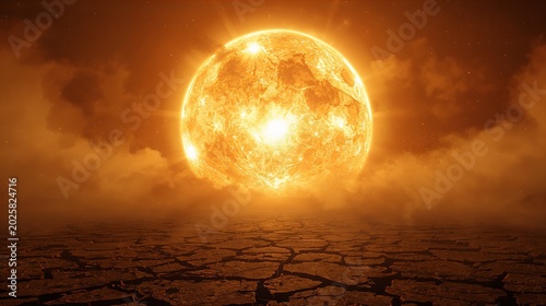 Sol escaldante com raios solares e sensação de calor