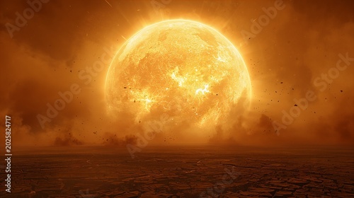 Sol escaldante com raios solares e sensação de calor