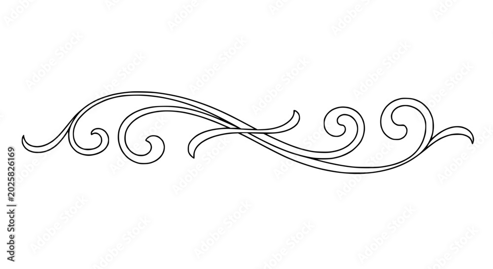 Fototapeta premium Elegant Swirl Border Design, Decorative Flourish Element, Vintage Ornate Divider Line