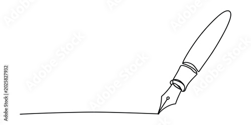 Foto Continuous single line drawing of an elegant fountain pen