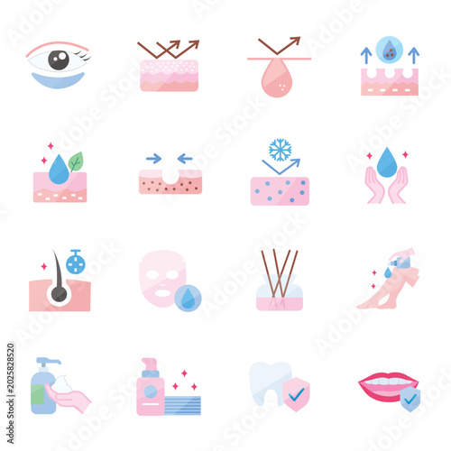 Beauty & Skincare Flat Icon Set Collection