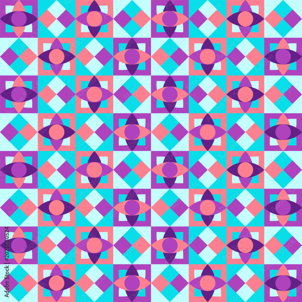 Fototapeta premium Geometric Pattern with Squares and Diamonds