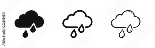 Photos Rain Cloud Weather Icon Set for Meteorology and Nature Concepts