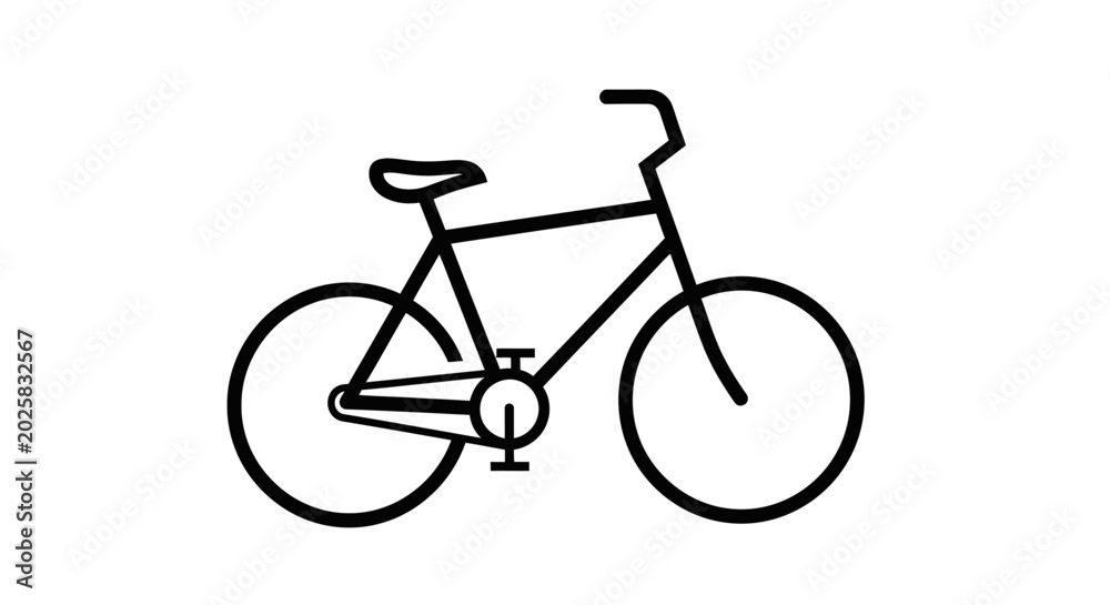 Obraz premium Simple black line art bicycle icon on white background.