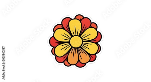 Colorful Flower Illustration with Bright Petals and Center.