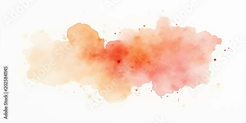 A vibrant abstract watercolor splash featuring a soft, blending gradient of warm peach, coral pink, and pastel orange paint stains isolated on a white background.
