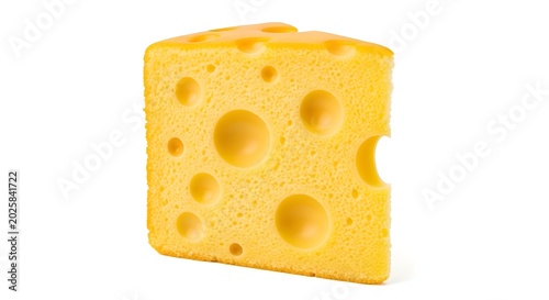 Close-up of Swiss Cheese Slice with Holes.